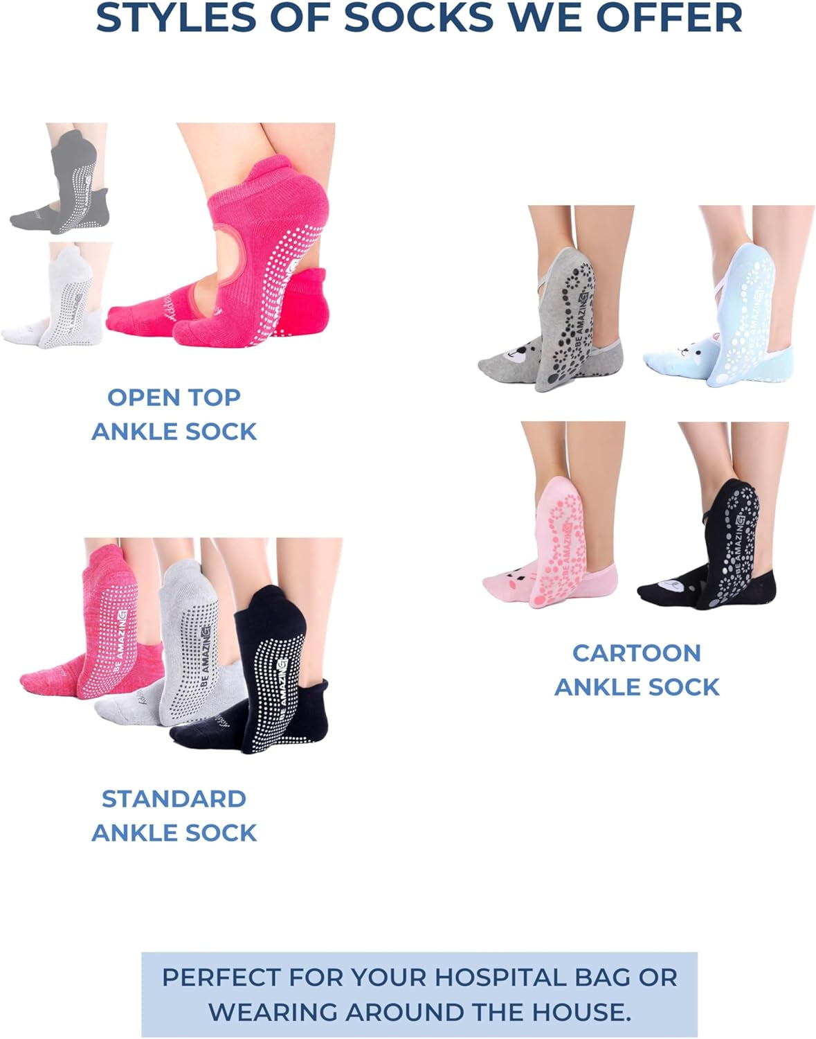 Non-Slip Grip Socks for Yoga, Barre, Pilates, and Medical Use - Unisex Design