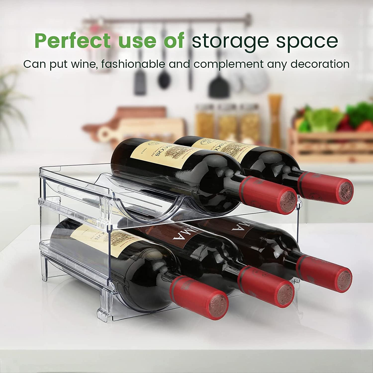 Water Bottle Storage Organizer Set - Dual Pack Stackable Cabinet Rack