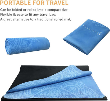 Premium Travel Yoga Mat - Non-Slip Suede Exercise Mat with Carry Bag, Versatile High-Density Anti-Tear Fitness Mat for Women, Perfect for Pilates Workouts (72" x 24" x 1.5mm)
