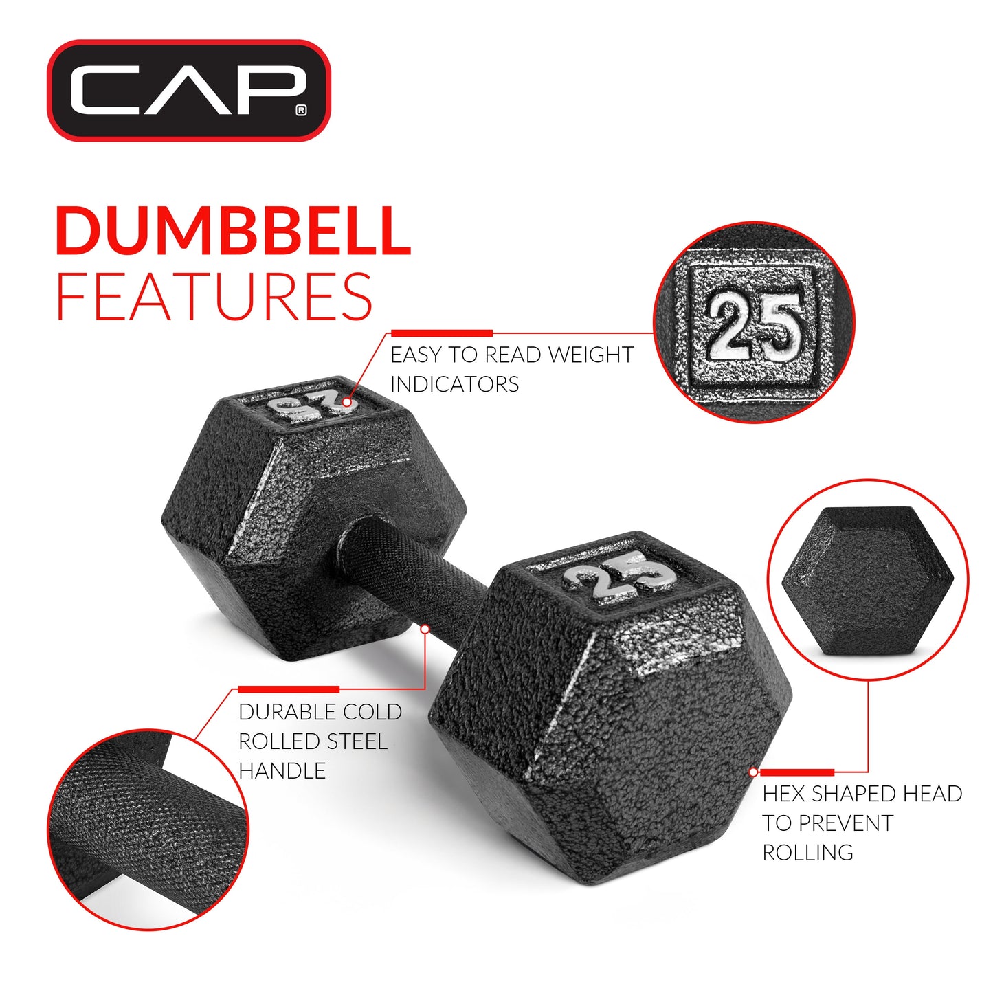 100 lb Cast Iron Hex Dumbbell Weight Set with Storage Rack in Black Finish