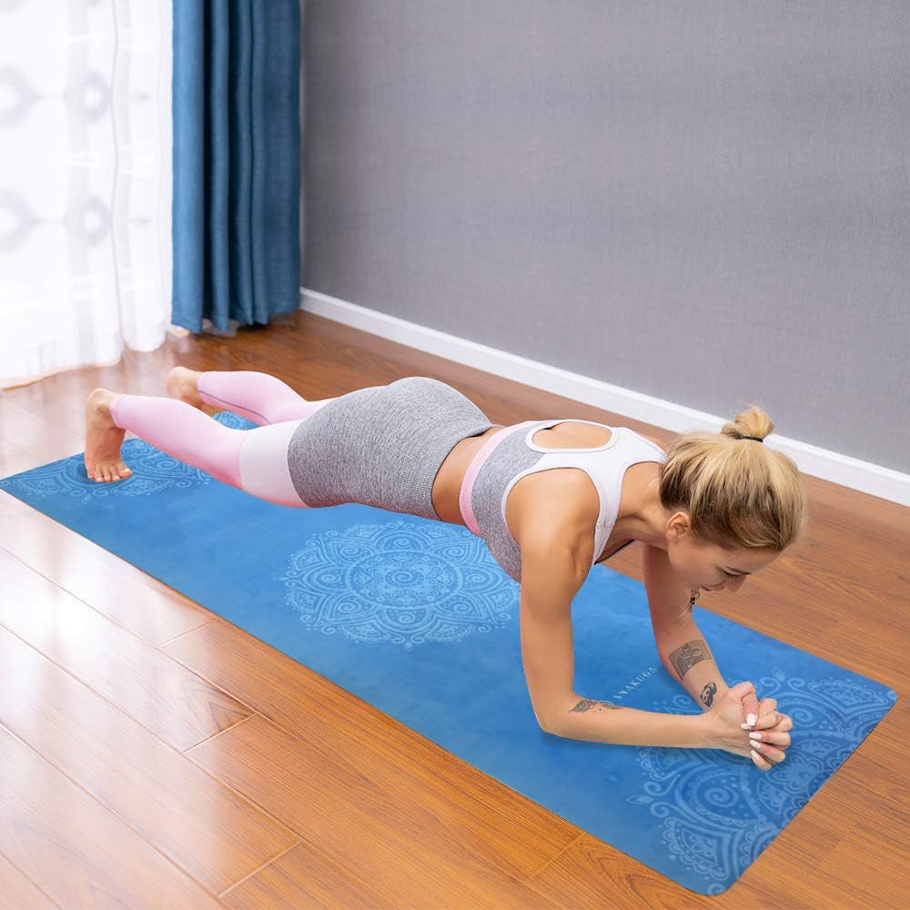Premium Travel Yoga Mat - Non-Slip Suede Exercise Mat with Carry Bag, Versatile High-Density Anti-Tear Fitness Mat for Women, Perfect for Pilates Workouts (72" x 24" x 1.5mm)