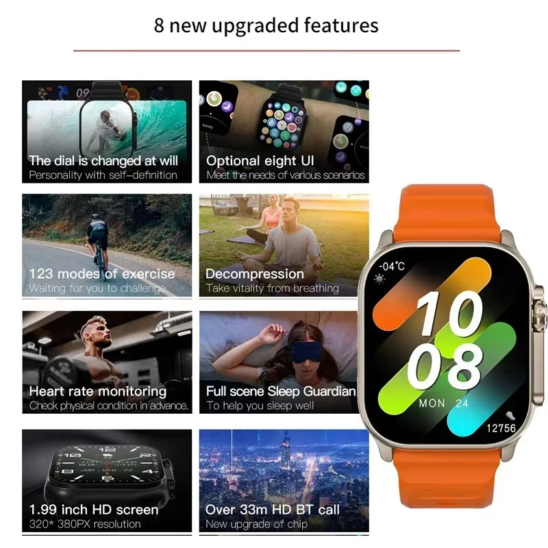 Bluetooth Smartwatch Featuring Heart Rate Monitoring and Message Notifications for Android and iOS - Unisex Design