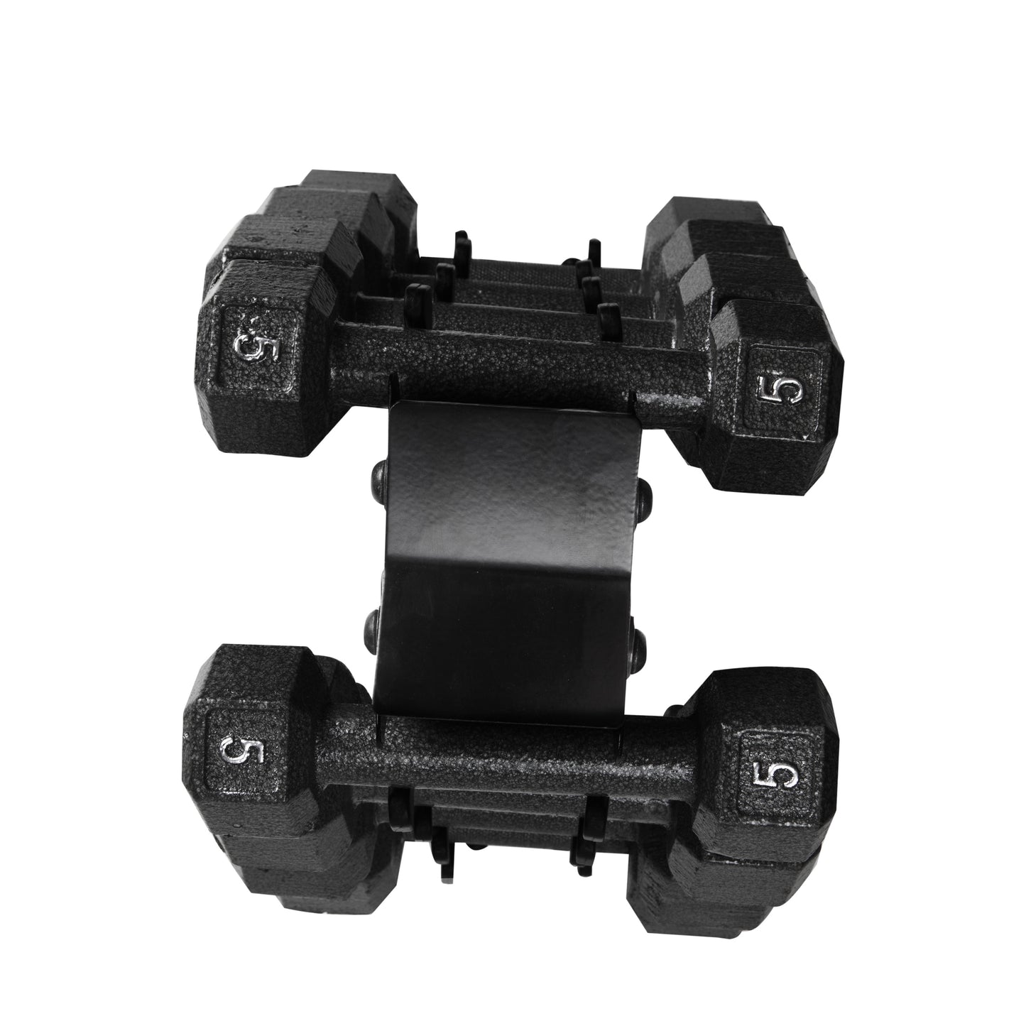 100 lb Cast Iron Hex Dumbbell Weight Set with Storage Rack in Black Finish