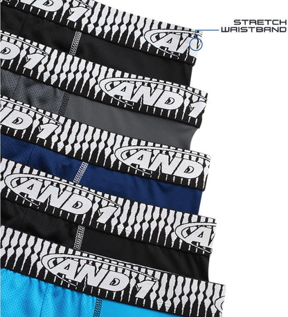 Men's Performance Stretch Boxer Briefs - 5-Pack Long Leg Underwear with Contour Support Pouch, 9" Inseam