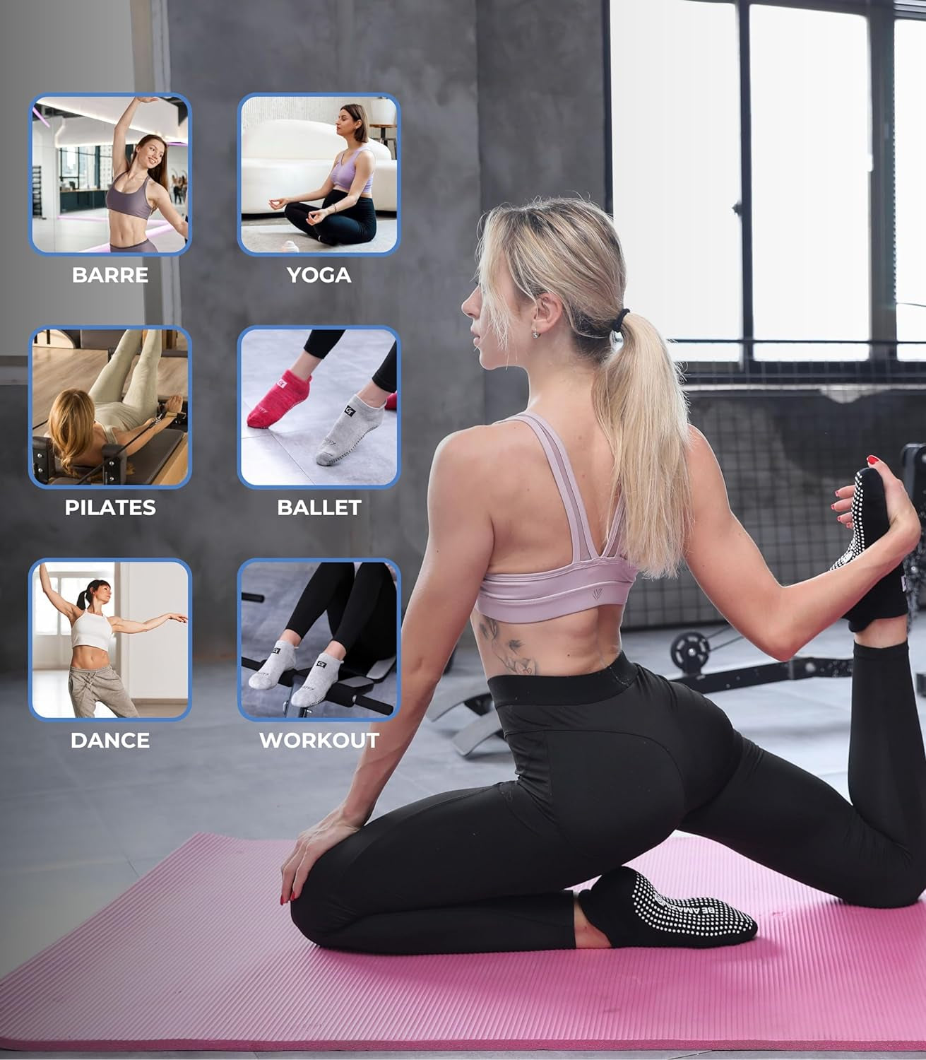 Non-Slip Grip Socks for Yoga, Barre, Pilates, and Medical Use - Unisex Design