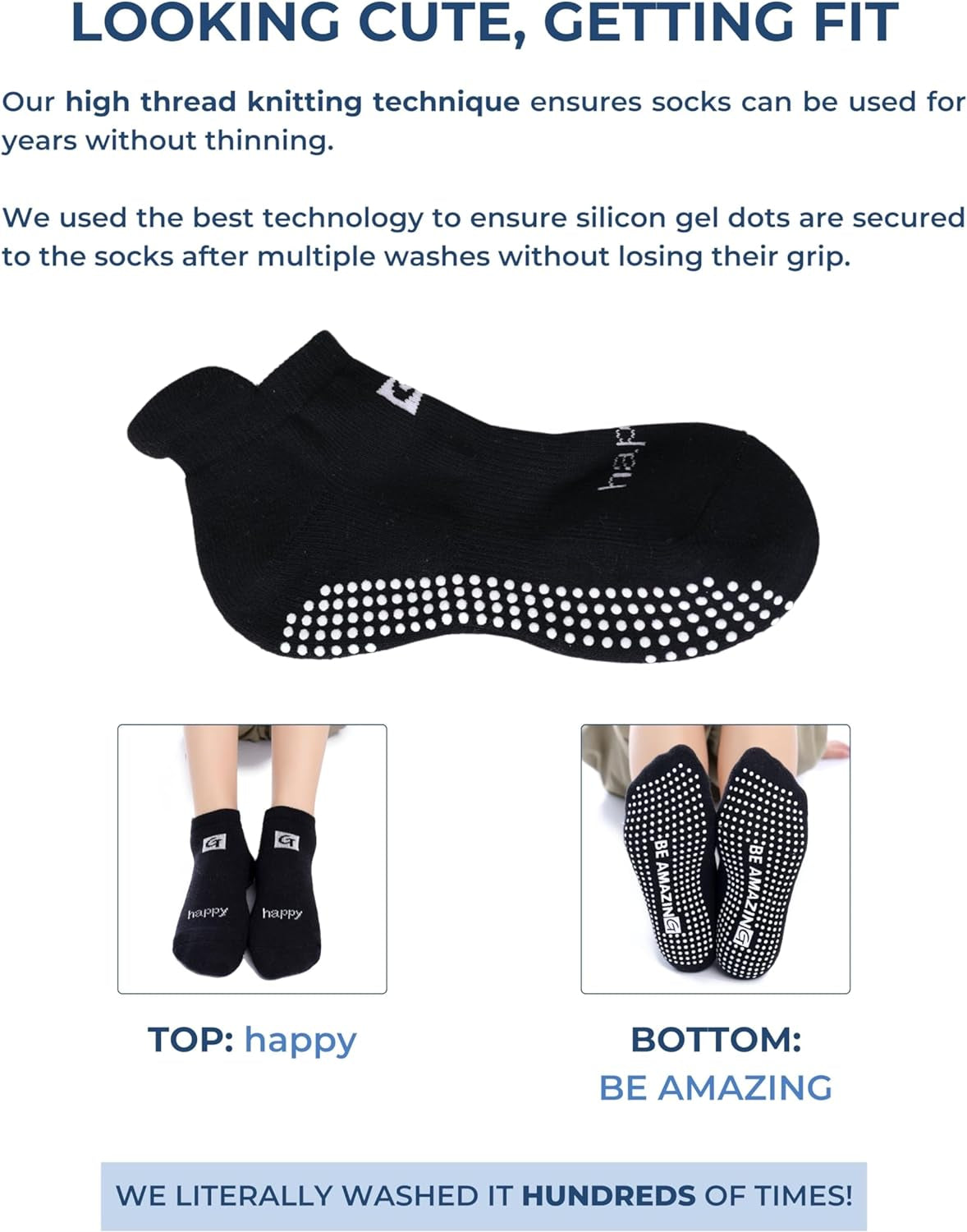Non-Slip Grip Socks for Yoga, Barre, Pilates, and Medical Use - Unisex Design