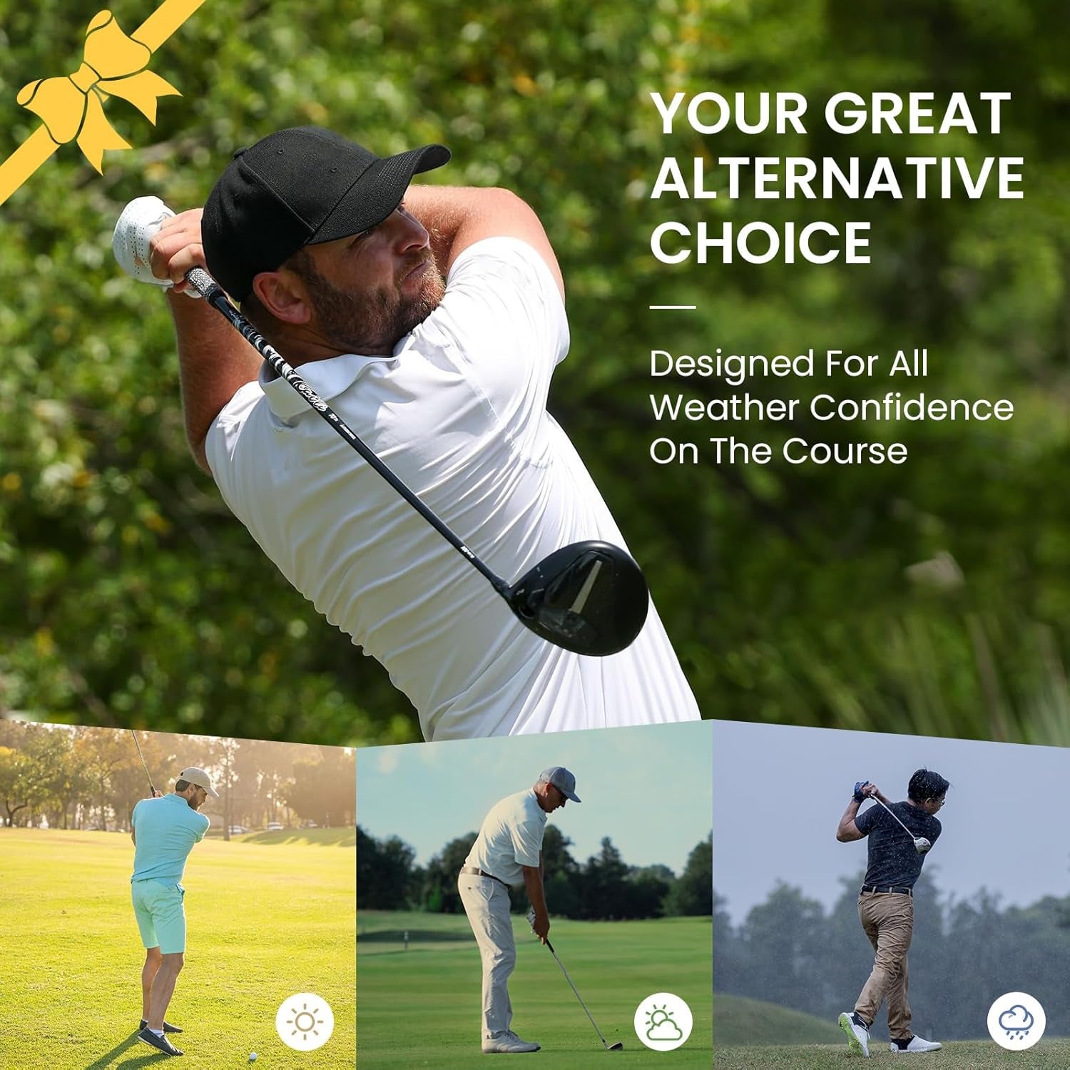 Men's All-Weather Grip Golf Gloves - Value Pack of 3 for Right-Handed Golfers, Enhanced Comfort and Performance for Diverse Conditions, Available in White, Black, and Blue in Sizes S, M, L, XL