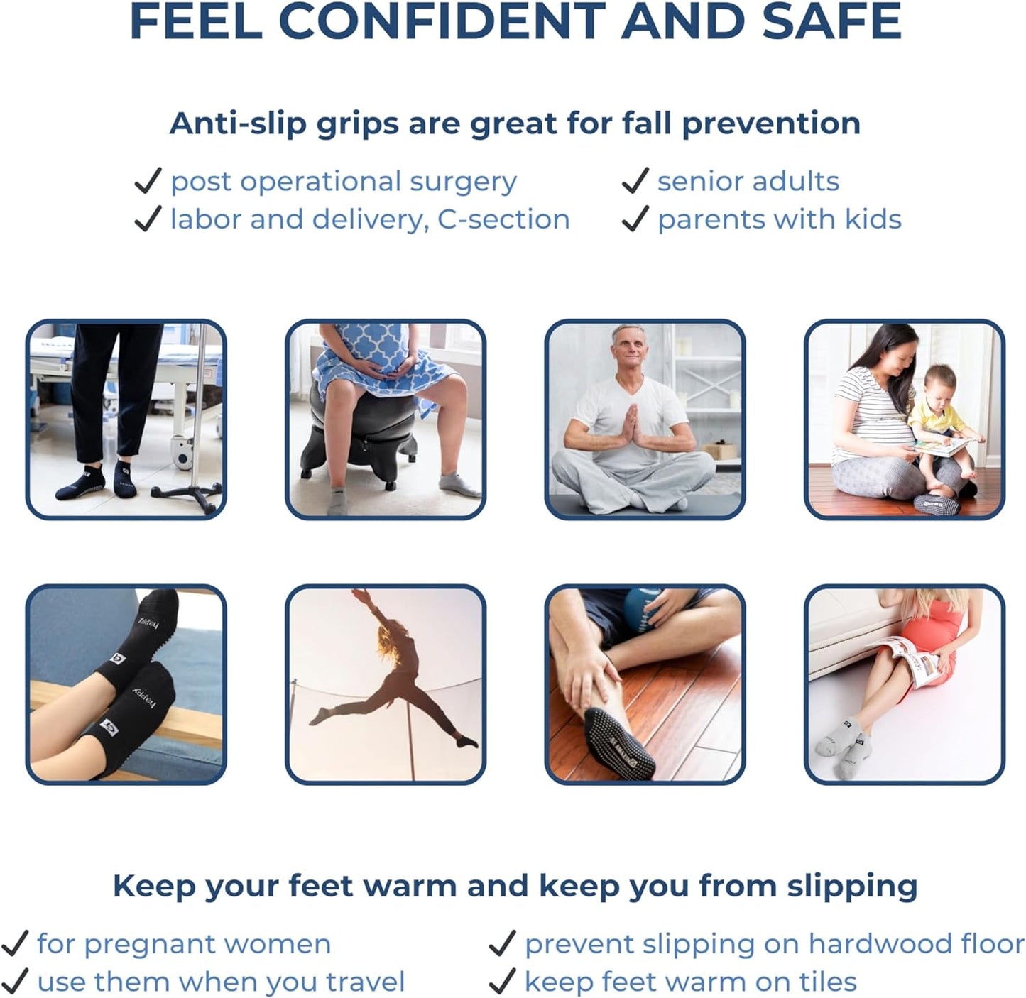 Non-Slip Grip Socks for Yoga, Barre, Pilates, and Medical Use - Unisex Design