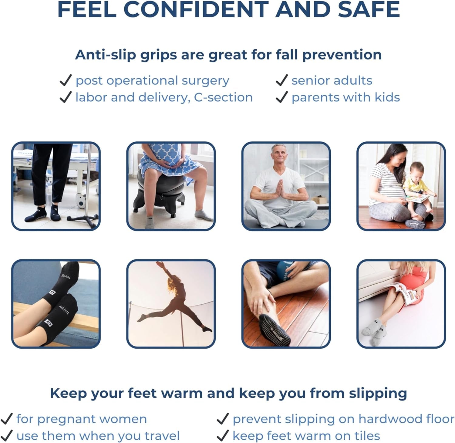 Non-Slip Grip Socks for Yoga, Barre, Pilates, and Medical Use - Unisex Design