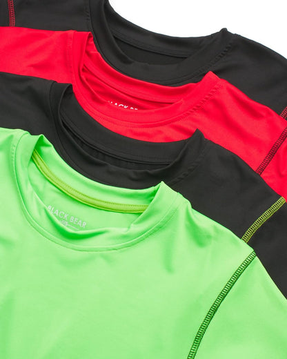 Boys' Athletic Performance Dry Fit Short Sleeve Shirt - 4 Pack Youth Active T-Shirts