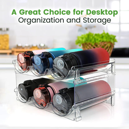 Water Bottle Storage Organizer Set - Dual Pack Stackable Cabinet Rack