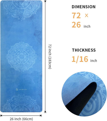 Premium Travel Yoga Mat - Non-Slip Suede Exercise Mat with Carry Bag, Versatile High-Density Anti-Tear Fitness Mat for Women, Perfect for Pilates Workouts (72" x 24" x 1.5mm)