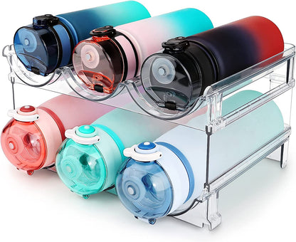 Water Bottle Storage Organizer Set - Dual Pack Stackable Cabinet Rack