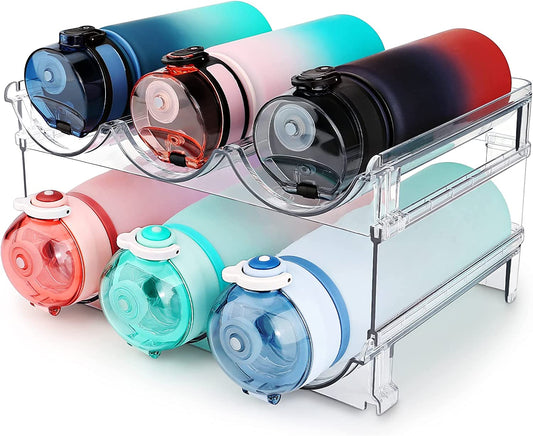 Water Bottle Storage Organizer Set - Dual Pack Stackable Cabinet Rack