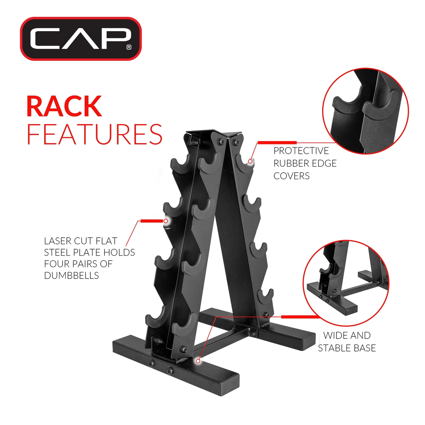 100 lb Cast Iron Hex Dumbbell Weight Set with Storage Rack in Black Finish