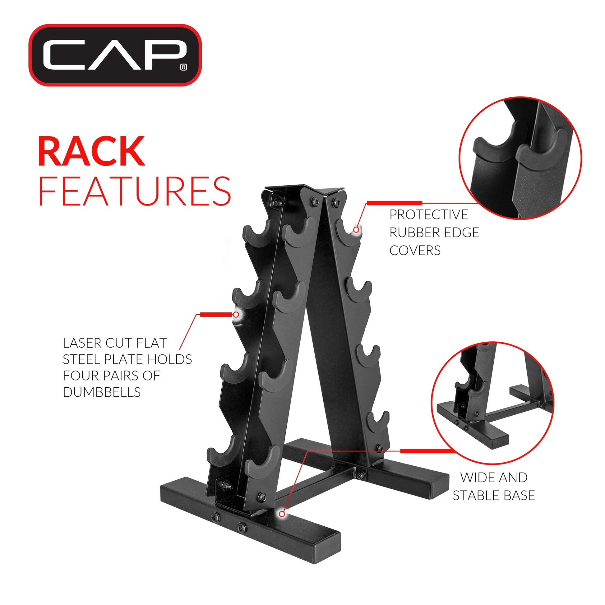 100 lb Cast Iron Hex Dumbbell Weight Set with Storage Rack in Black Finish