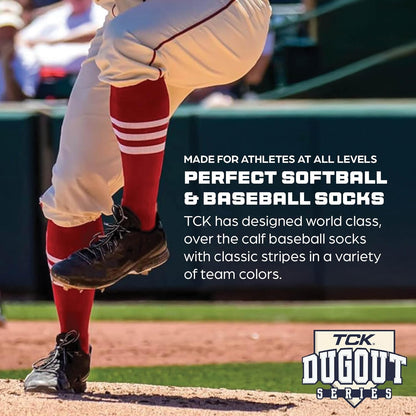 Dugout Series Striped Baseball and Softball Socks | Over-the-Calf | USA Made | Available in Youth and Adult Sizes for Boys, Girls, Men, and Women