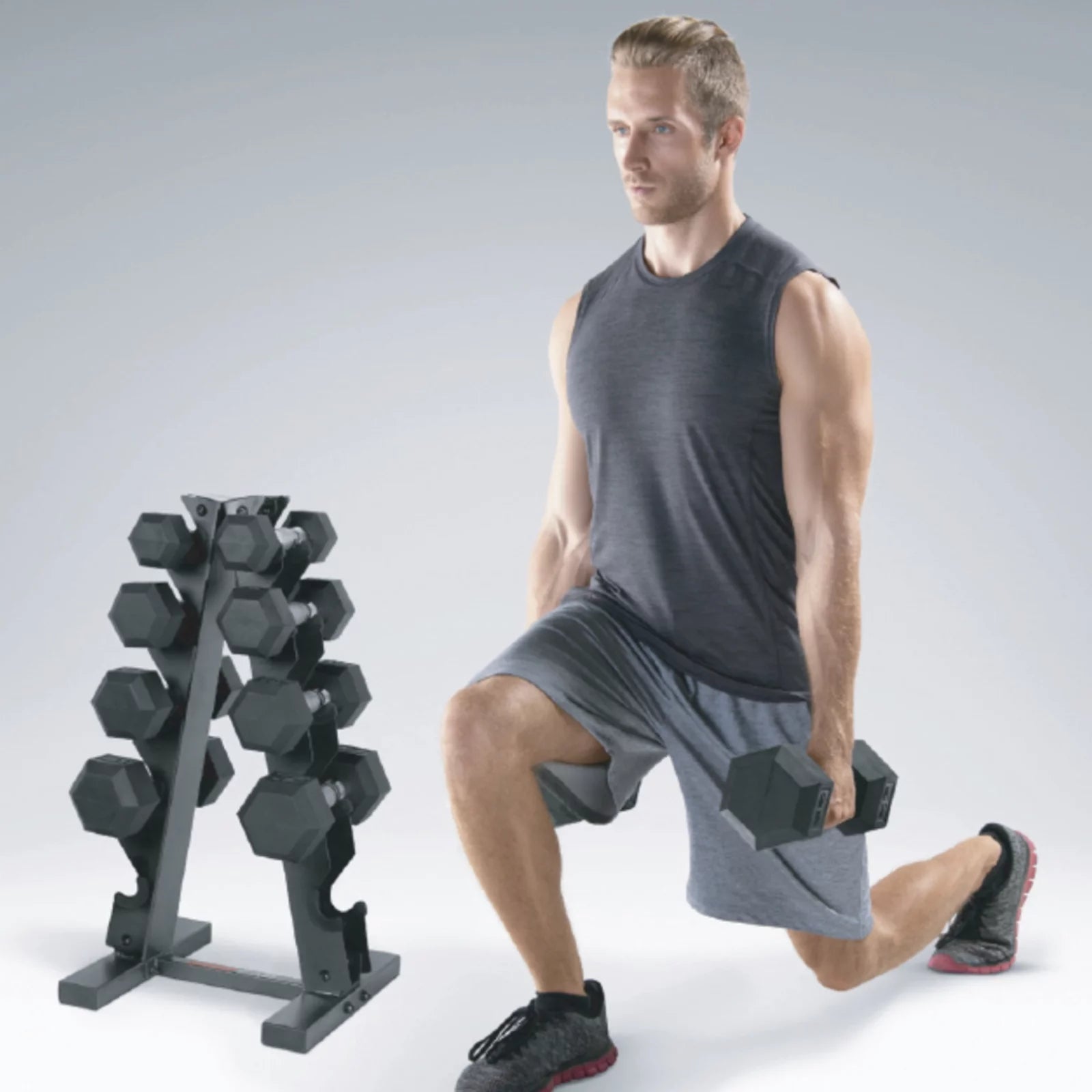 Frame-Style Dumbbell Rack - Black (Holds 5 Pairs)