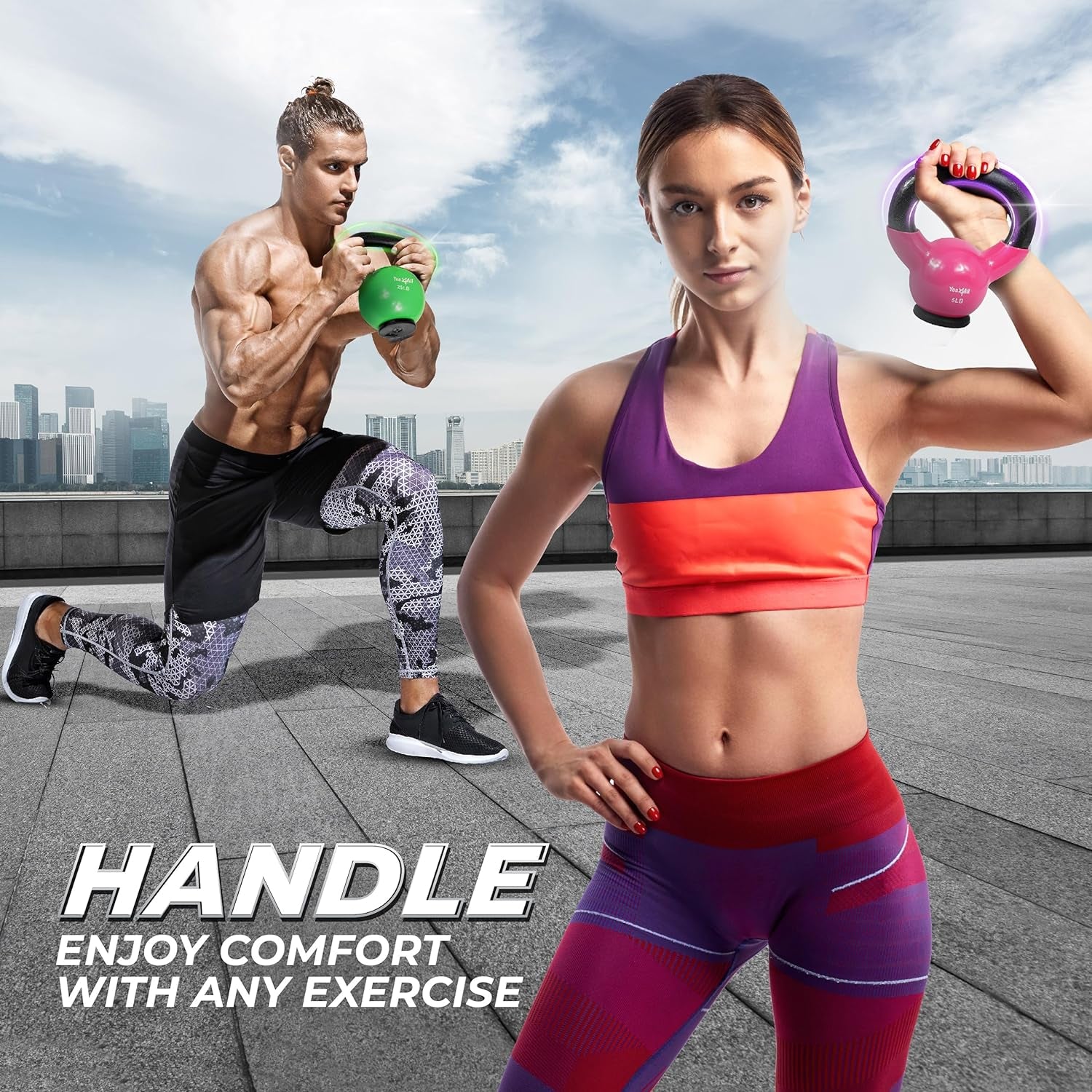 Professional Adjustable Kettlebell Set for Women - Rubber Base Strength Training Weights (10-65 lbs)
