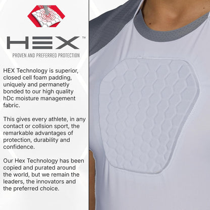 HEX Chest Protector Shirt - Youth Compression Padded Heart Guard for Football, Lacrosse, Softball, and Rugby