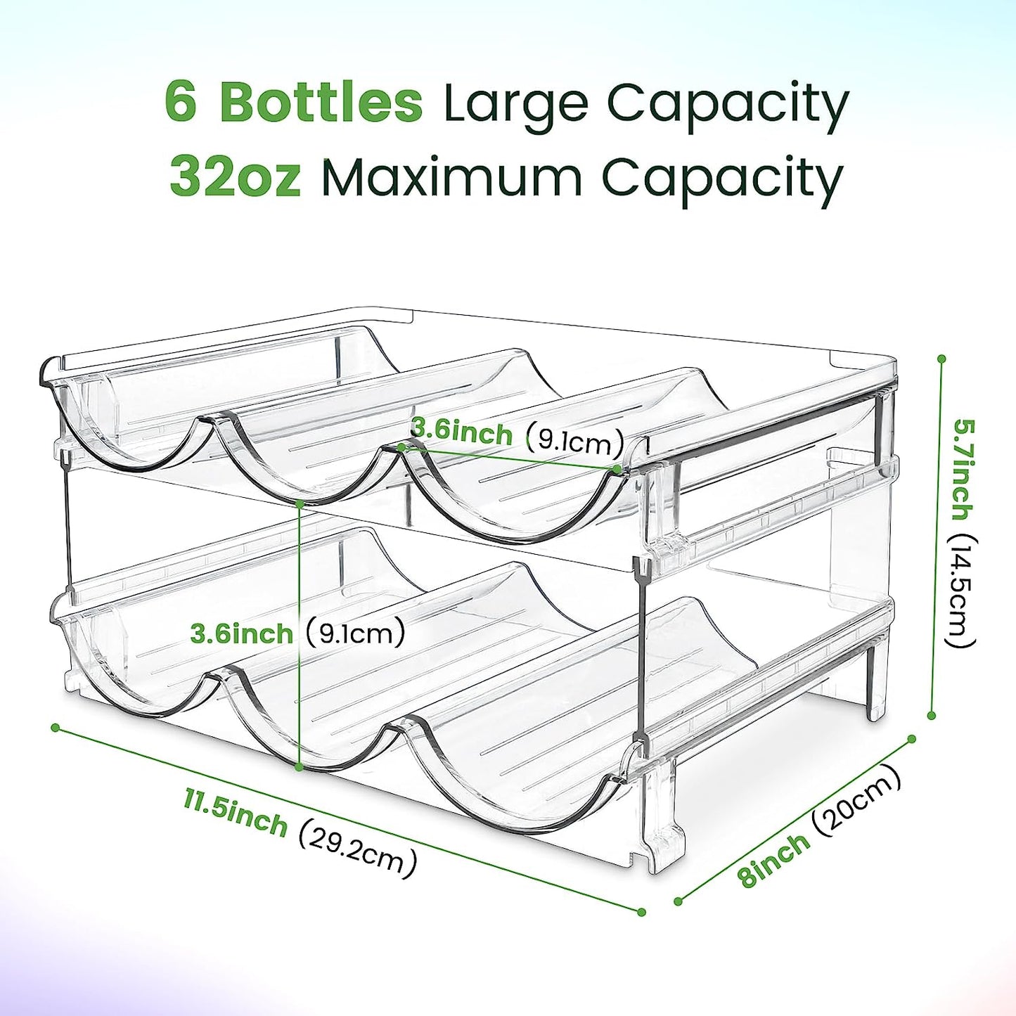 Water Bottle Storage Organizer Set - Dual Pack Stackable Cabinet Rack