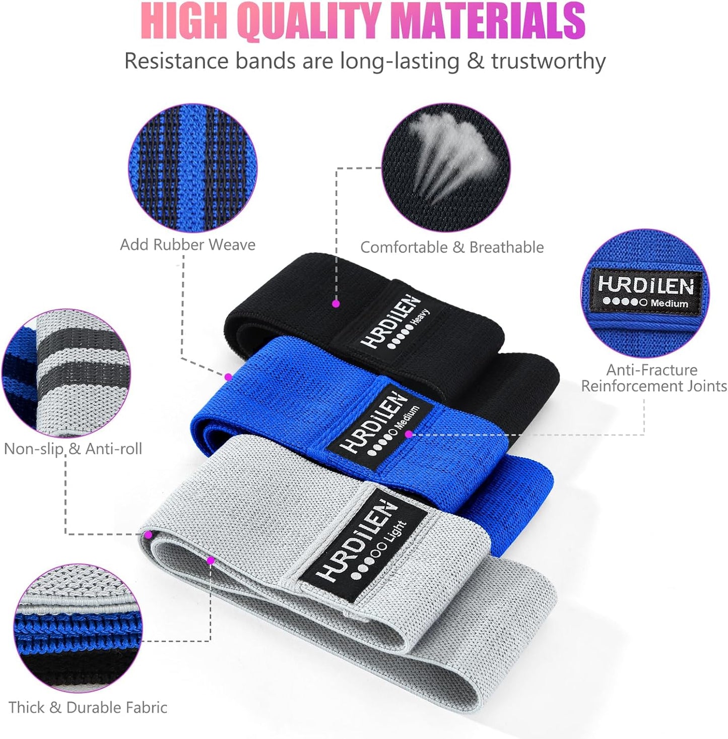 Premium Resistance Bands for Strength Training and Physical Therapy – 3 Levels of Elastic Stretch Bands for Home Fitness and Yoga, Includes Carry Bag
