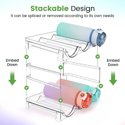Water Bottle Storage Organizer Set - Dual Pack Stackable Cabinet Rack