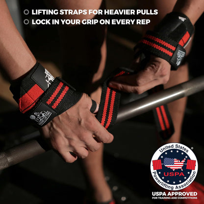 Wrist Wraps and Lifting Straps Bundle (2 Pairs) for Weightlifting, Cross Training, and Powerlifting - Injury Prevention Support for Men and Women
