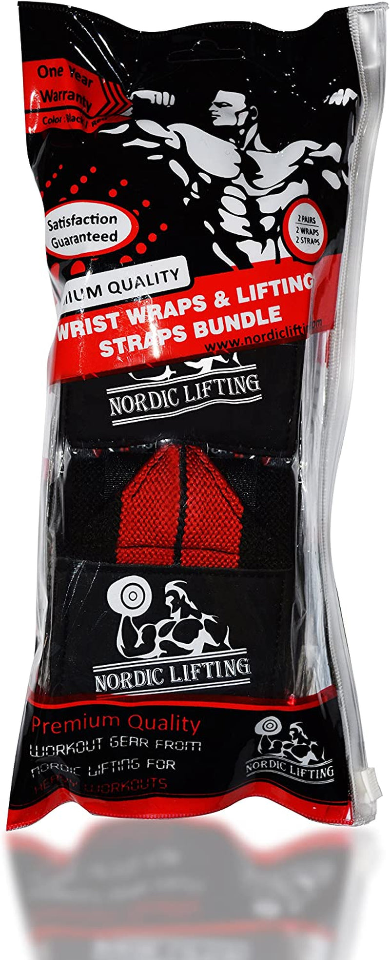 Wrist Wraps and Lifting Straps Bundle (2 Pairs) for Weightlifting, Cross Training, and Powerlifting - Injury Prevention Support for Men and Women