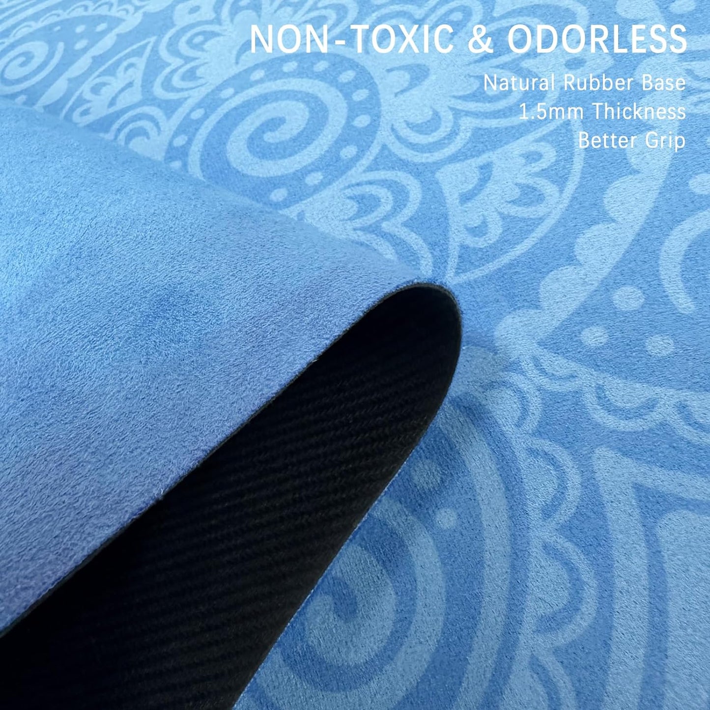 Premium Travel Yoga Mat - Non-Slip Suede Exercise Mat with Carry Bag, Versatile High-Density Anti-Tear Fitness Mat for Women, Perfect for Pilates Workouts (72" x 24" x 1.5mm)