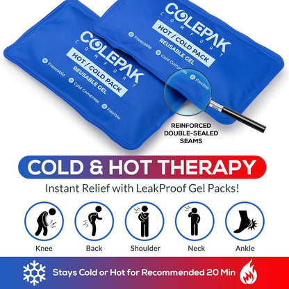 Reusable Hot and Cold Gel Ice Packs for Pain Relief and Swelling - 4 Piece Set for Joint and Muscle Soreness in Knees, Back, Shoulder, and Foot