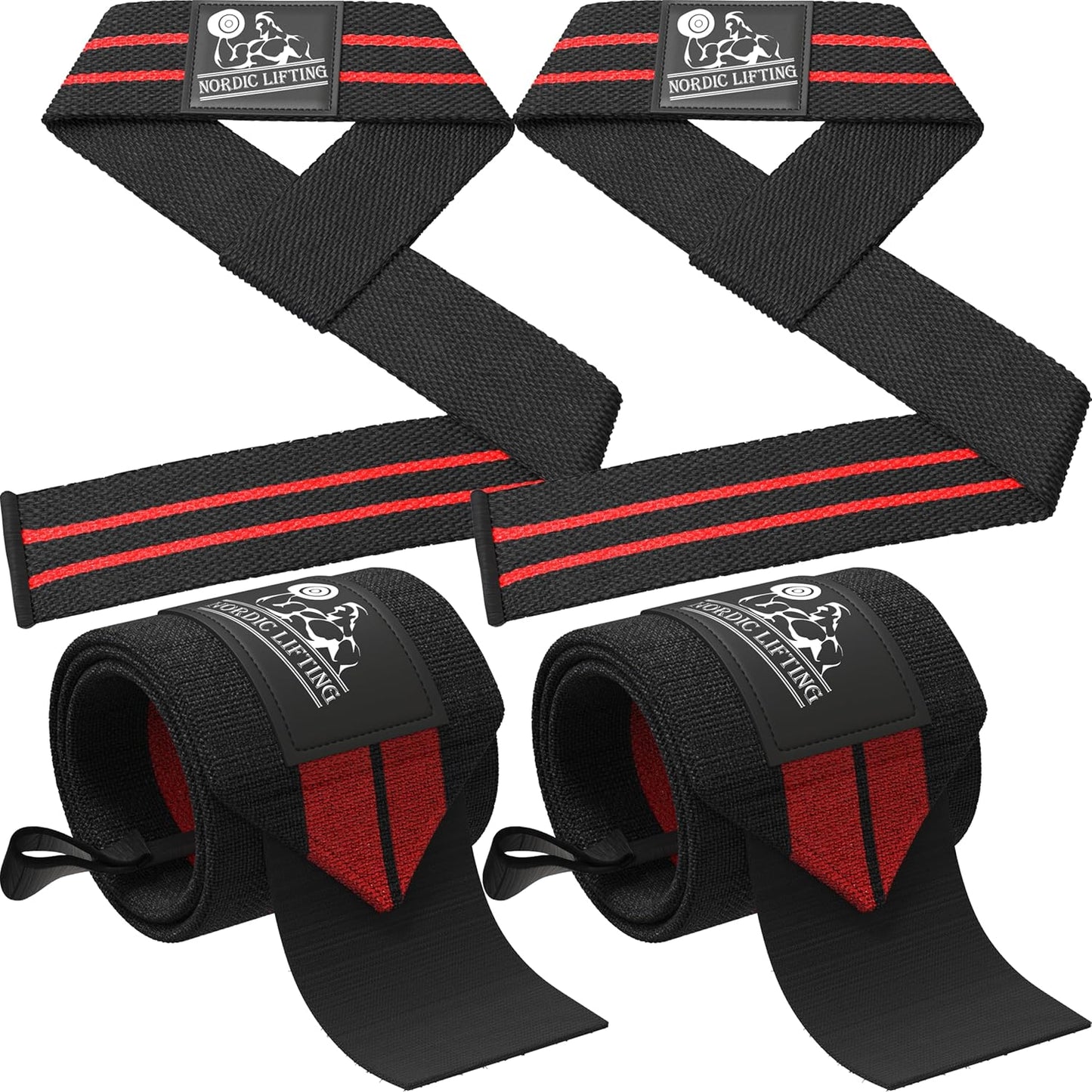 Wrist Wraps and Lifting Straps Bundle (2 Pairs) for Weightlifting, Cross Training, and Powerlifting - Injury Prevention Support for Men and Women
