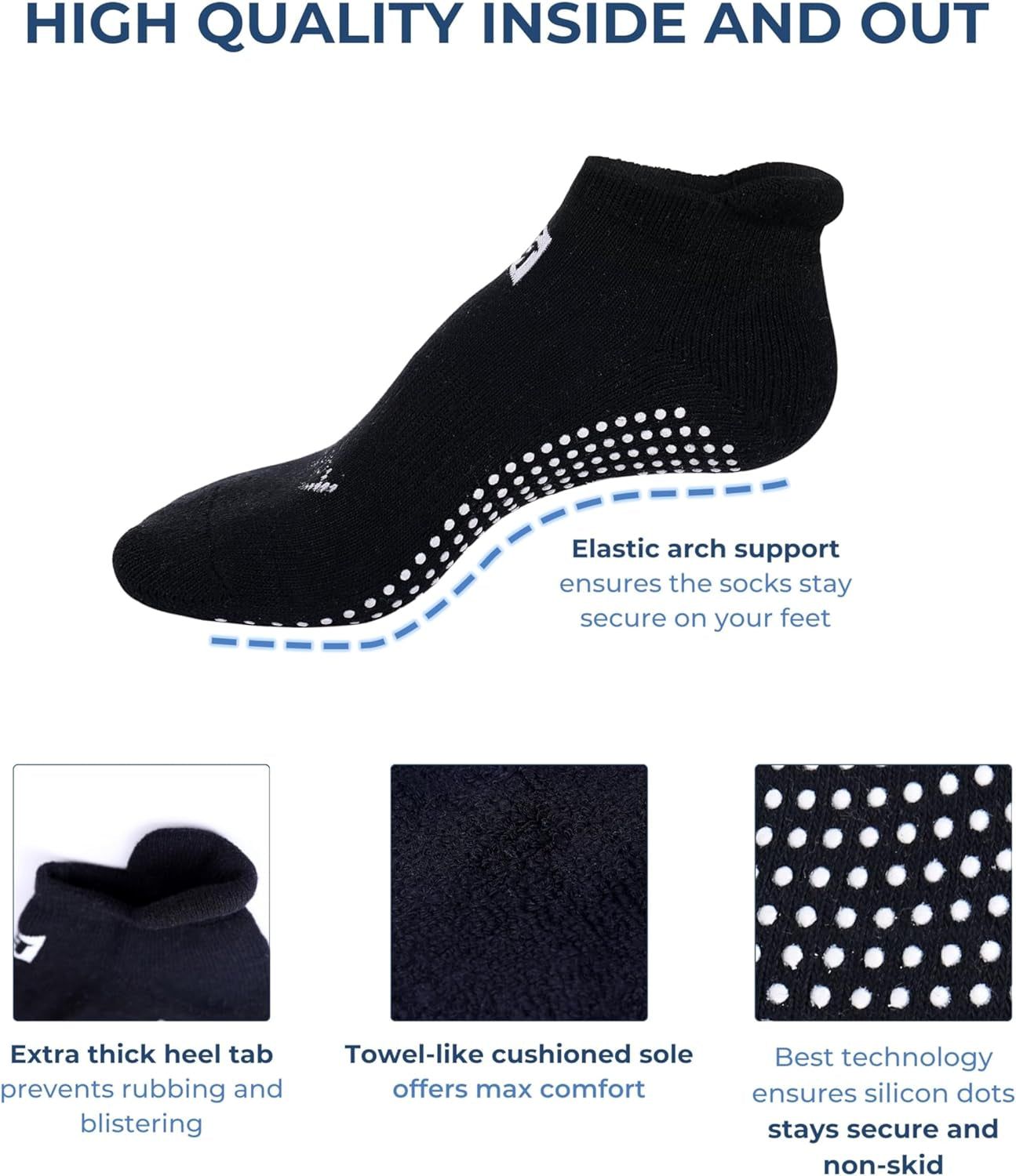 Non-Slip Grip Socks for Yoga, Barre, Pilates, and Medical Use - Unisex Design