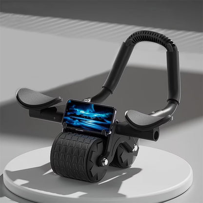 2025 Automatic Rebound Abdominal Roller with Timer and Elbow Support - Core Fitness Equipment in Black