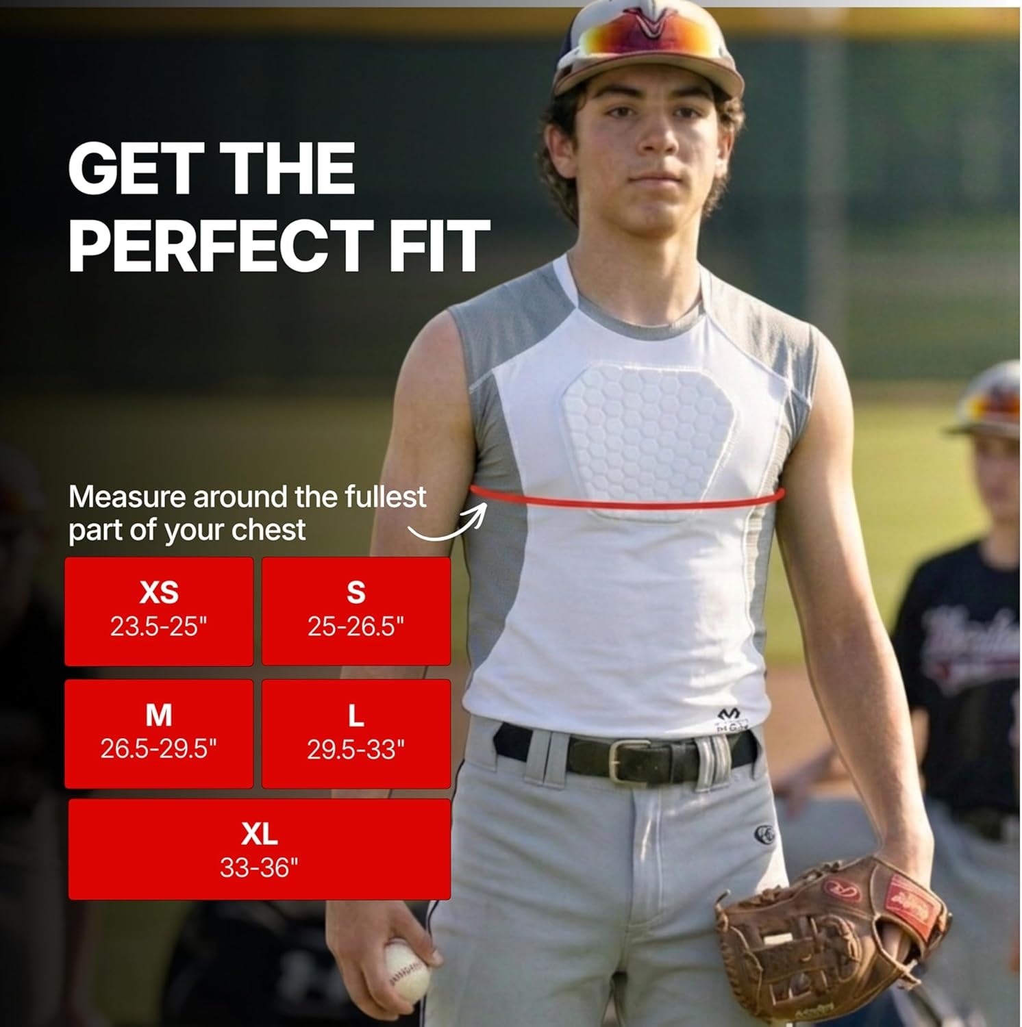 HEX Chest Protector Shirt - Youth Compression Padded Heart Guard for Football, Lacrosse, Softball, and Rugby