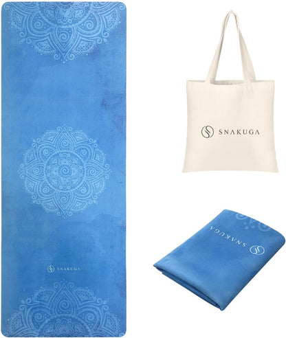 Premium Travel Yoga Mat - Non-Slip Suede Exercise Mat with Carry Bag, Versatile High-Density Anti-Tear Fitness Mat for Women, Perfect for Pilates Workouts (72" x 24" x 1.5mm)