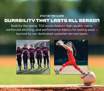 Dugout Series Striped Baseball and Softball Socks | Over-the-Calf | USA Made | Available in Youth and Adult Sizes for Boys, Girls, Men, and Women