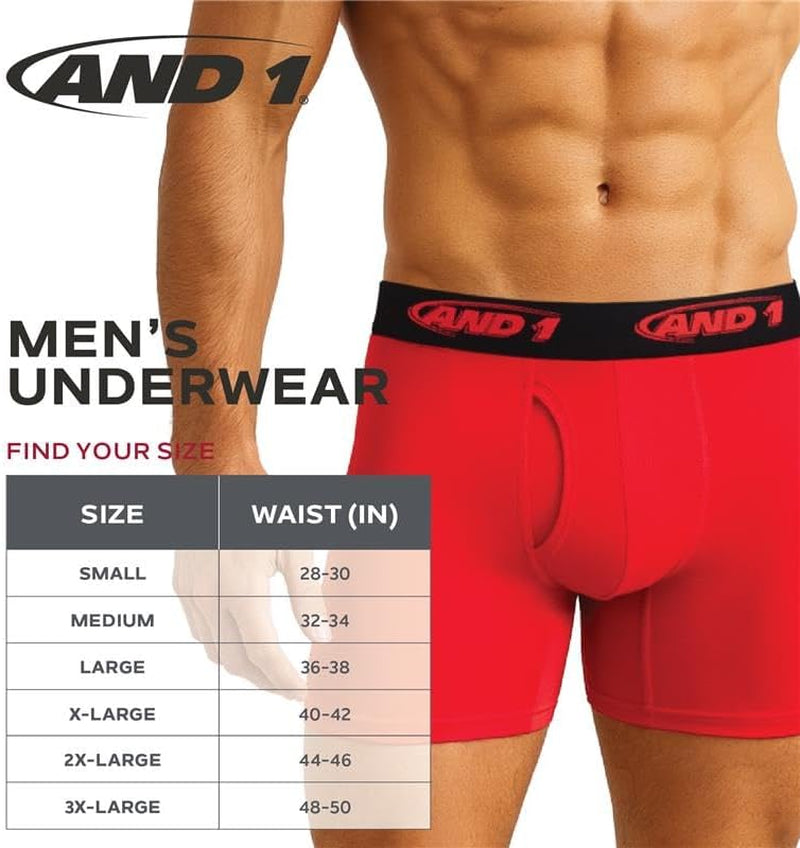 Men's Performance Stretch Boxer Briefs - 5-Pack Long Leg Underwear with Contour Support Pouch, 9" Inseam