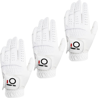 Men's All-Weather Grip Golf Gloves - Value Pack of 3 for Right-Handed Golfers, Enhanced Comfort and Performance for Diverse Conditions, Available in White, Black, and Blue in Sizes S, M, L, XL