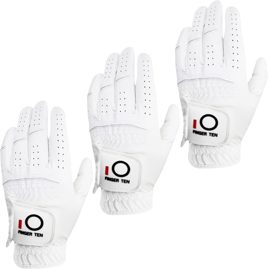 Men's All-Weather Grip Golf Gloves - Value Pack of 3 for Right-Handed Golfers, Enhanced Comfort and Performance for Diverse Conditions, Available in White, Black, and Blue in Sizes S, M, L, XL